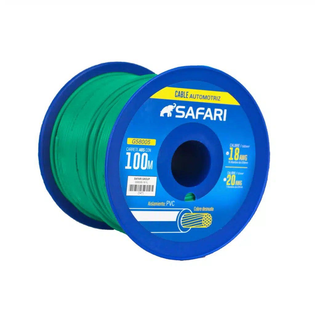 CABLE AUTOMOTRIZ 18AWG COBRE 10/0.19 PVC DIA:2.72MM 100M VERDE – G58005-18GN