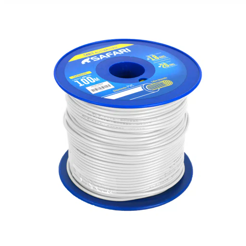 CABLE AUTOMOTRIZ 18AWG COBRE 10/0.19 PVC DIA:2.72MM 100M BLANCO – G58005-18WT