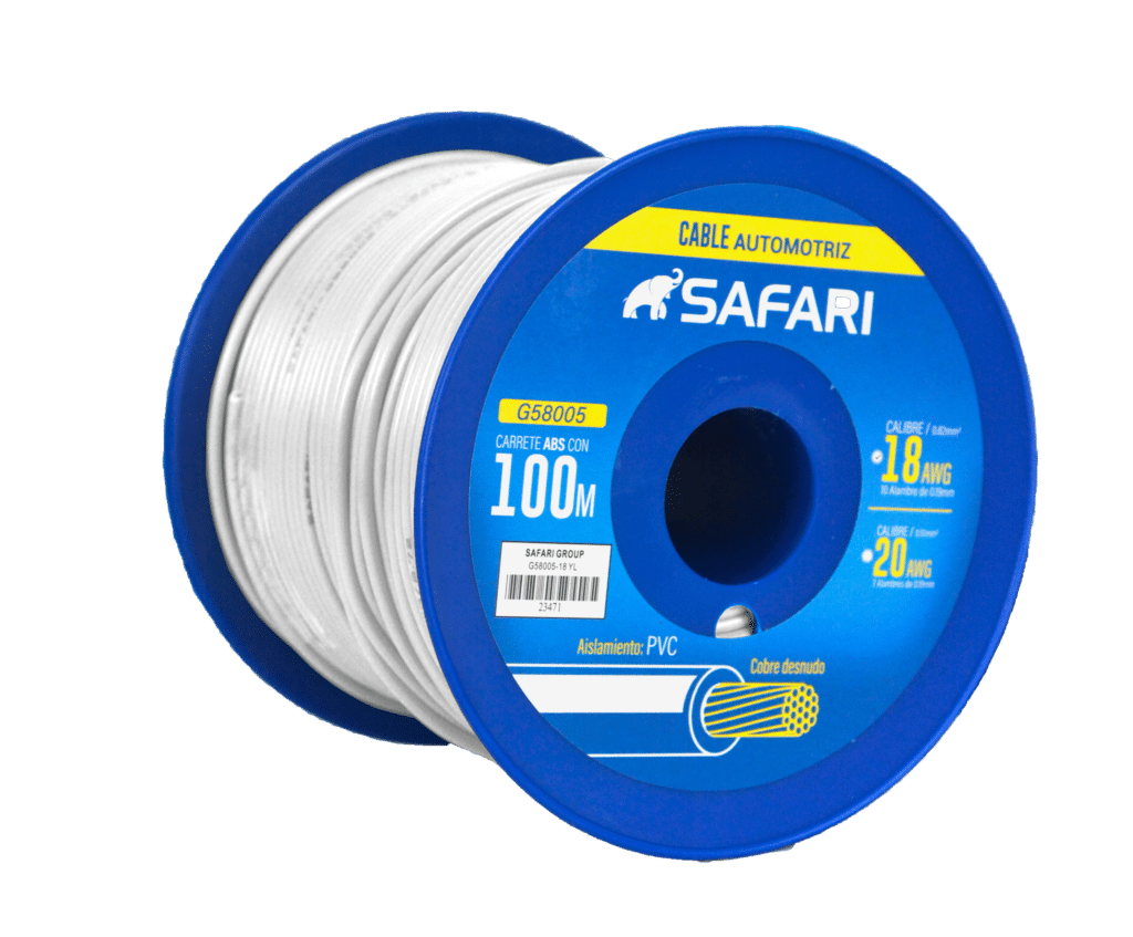 CABLE AUTOMOTRIZ 18AWG COBRE 10/0.19 PVC DIA:2.72MM 100M BLANCO – G58005-18WT