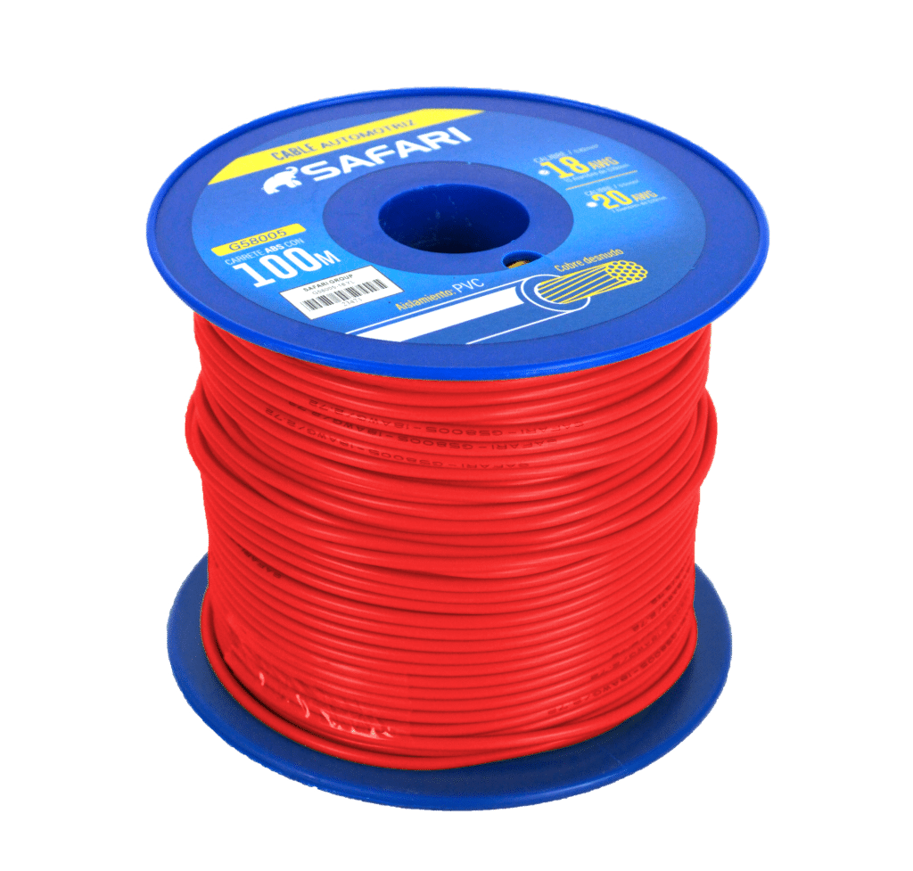 CABLE AUTOMOTRIZ 20AWG COBRE 7/0.19 PVC DIA:2.57MM 100M ROJO – G58005-20RD