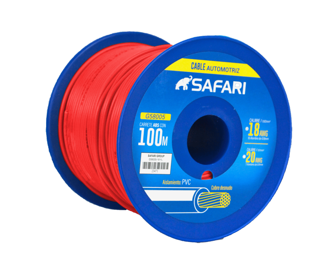CABLE AUTOMOTRIZ 20AWG COBRE 7/0.19 PVC DIA:2.57MM 100M ROJO – G58005-20RD