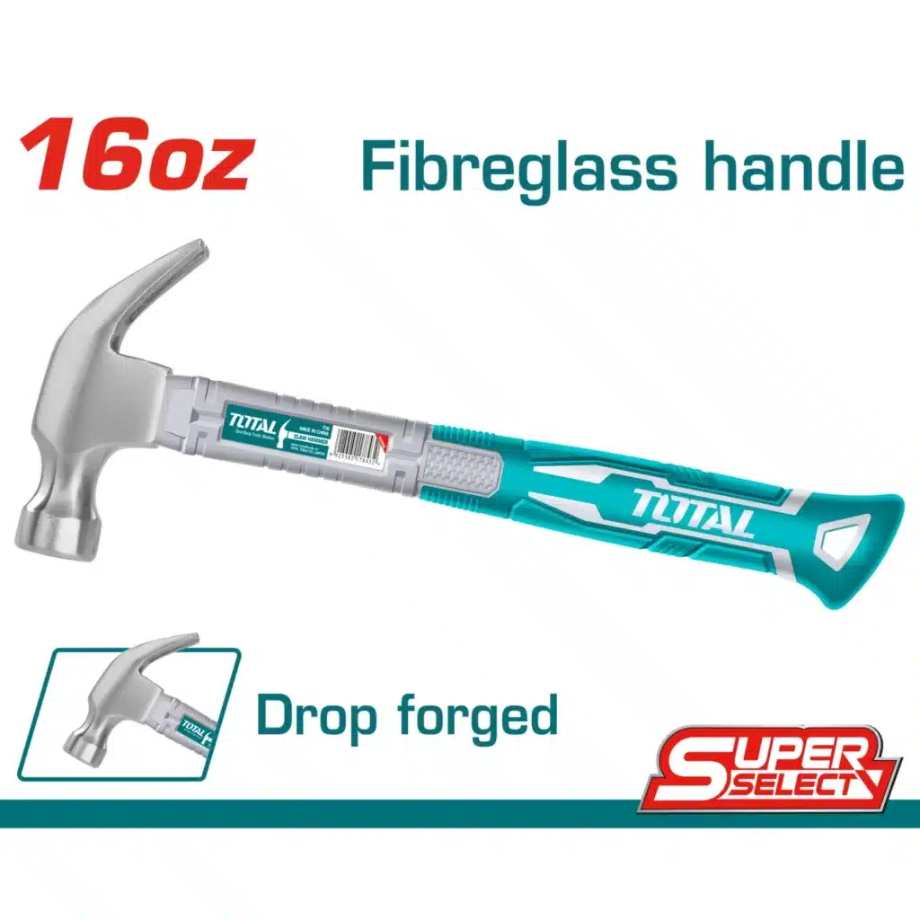 MARTILLO DE UÑA MANGO FIBRA DE VIDRIO 16OZ/450G 45-ACERO CARBON S. SELECT – THTS7316