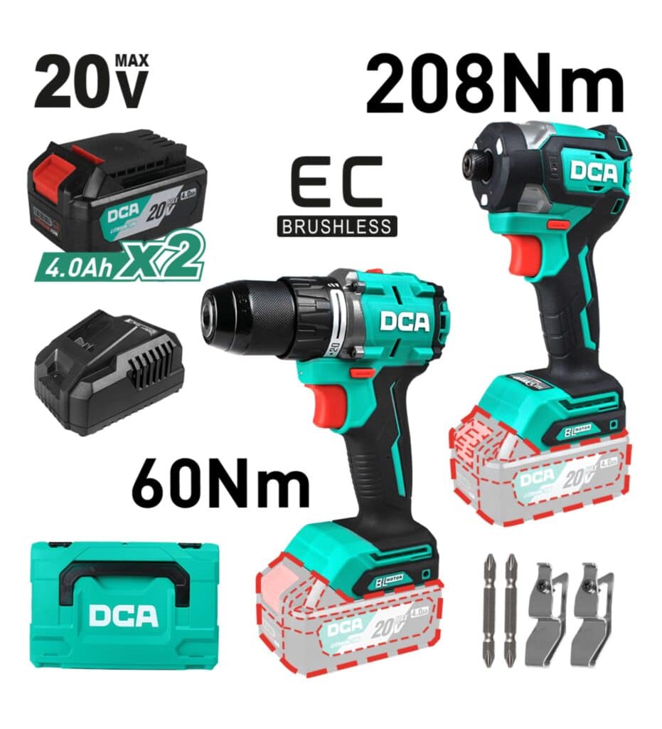 COMBO 2 EN 1 TALADRO PERCUTOR + DESTORNILLADOR IMPACTO 20V BRUSHLESS 2X4.0AH – ADKIT26EK