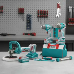 COMBO 4 EN 1 LLAVE DE IMPACTO + PISTOLA DE CALOR + PULIDORA 20V + LINTERNA +ACC 2X5.0AH MALETIN INDUSTRIAL TOTAL- TOSLI241182