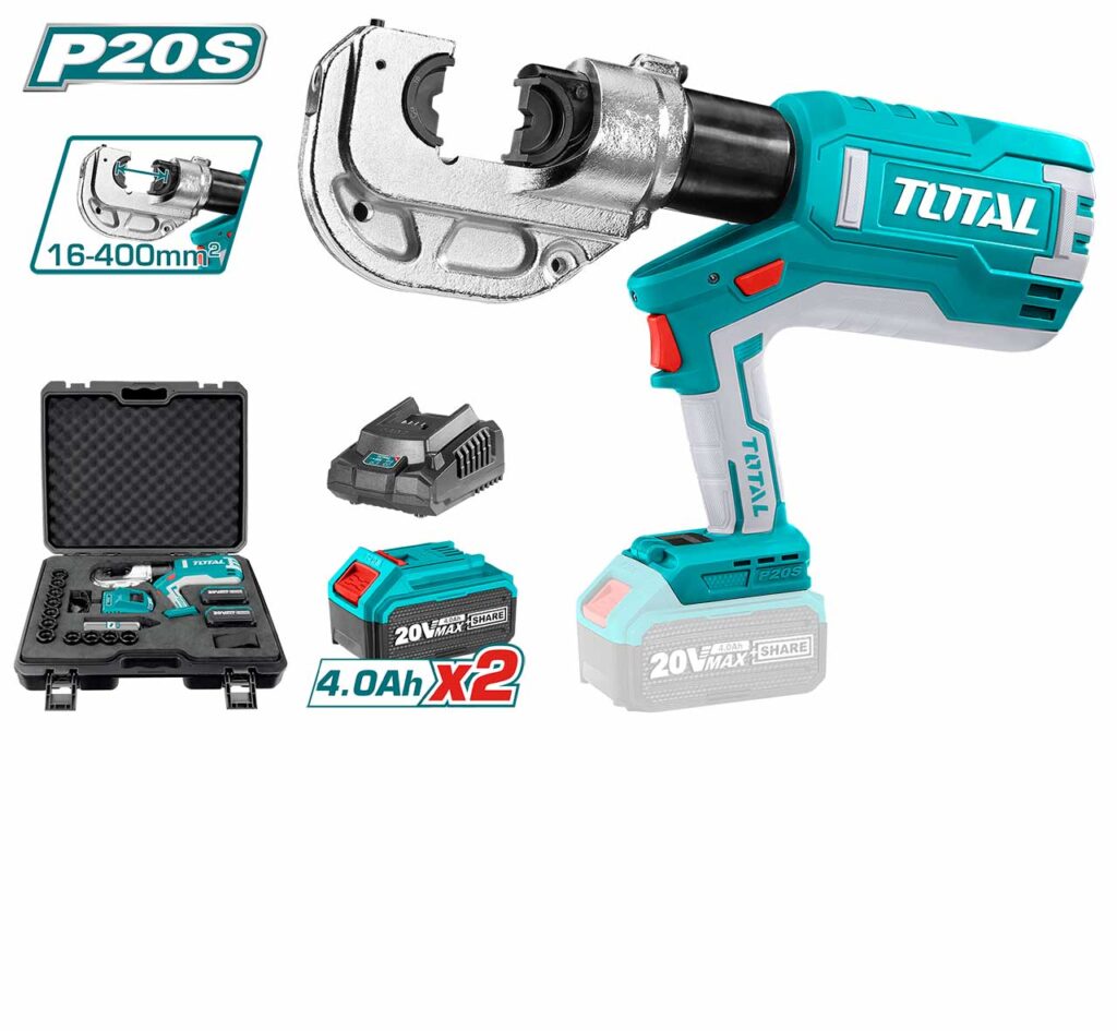 CRIMPIADORA  TCTLI2002 A BATERÍA 20V 16-400MM2 120KN 6-18s 2X4.0Ah LED INDUSTRIAL