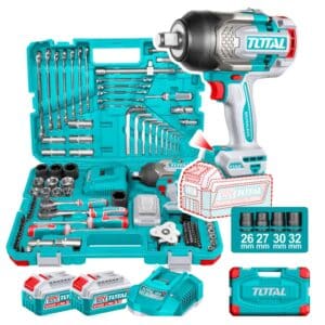 COMBO 2 EN 1 LLAVE DE IMPACTO 1350NM 20V + HERRAMIETAS 1X5.0AH (126PCS ) INDUSTRIAL TOTA - THKTHP31262