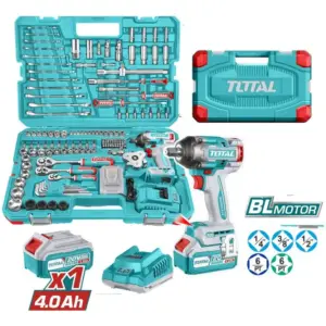 COMBO 2 en 1 LLAVE DE IMPACTO 500NM 20V + HERRAMIENTAS 1X4.0AH (152PCS) INC MALETIN INDUSTRIAL TOTAL - THKTHP31522