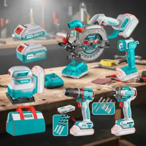 COMBO 5 EN 1 TALADRO + ATORNILLADOR IMPACTO + SIERRA + LINTERNA + PULIDORA 20V 2.0AH + 4.0AH 5 EN 1 INDUSTRIAL TOTAL- TOSLI241081