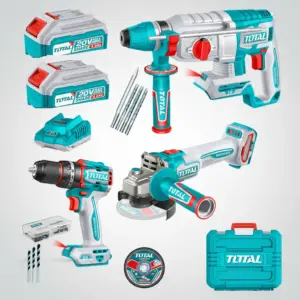 COMBO 3 EN 1 TALADRO 66NM + AMOLADORA 1000W + ROTOMARTILLO 26MM 2X4.0AH + ACC INDUSTRIAL TOTAL - TOSLI241198