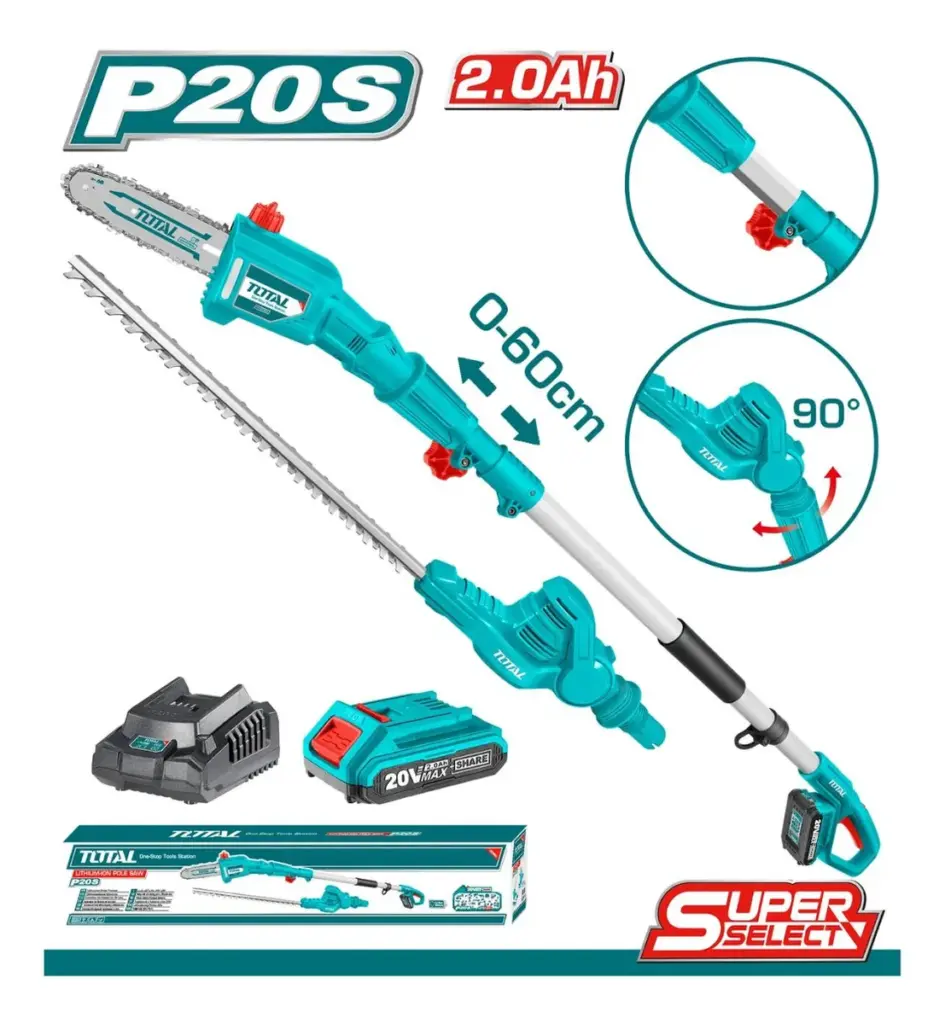 COMBO 2 EN 1 CORTASETOS + SIERRA EXTENDIBLE LI-ION 20V – TPTS201681