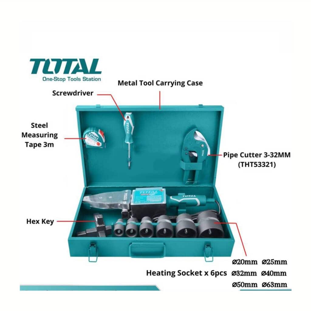 SOLDADORA DE TUBO PLASTICO 220V 1500W INC SOCKETS 20-63MM 300C INDUSTRIAL – TT328151