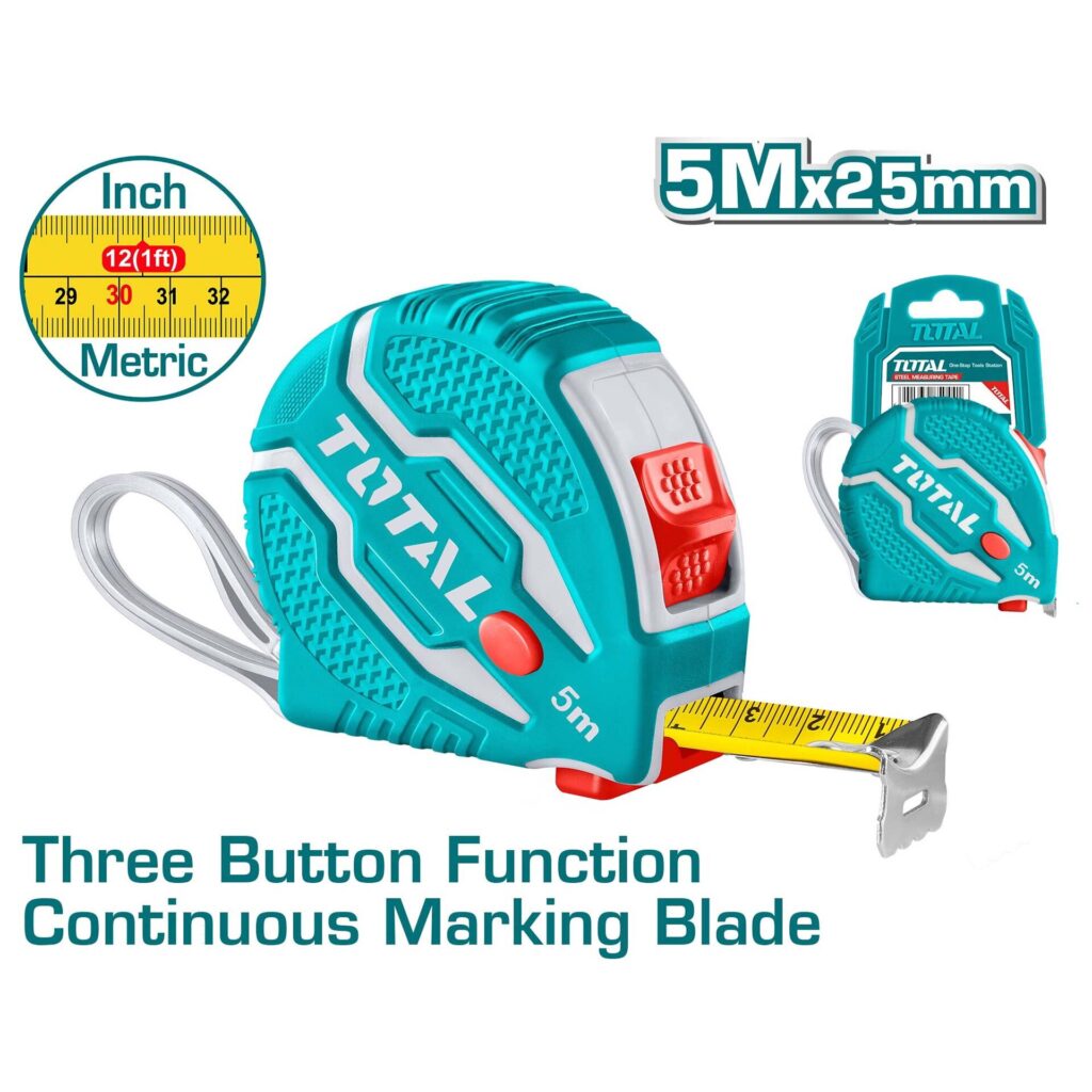 WINCHA CINTA METRICA DE ACERO/ABS 3 BOT DOBLE LADO 5MX25MM – TMT126052