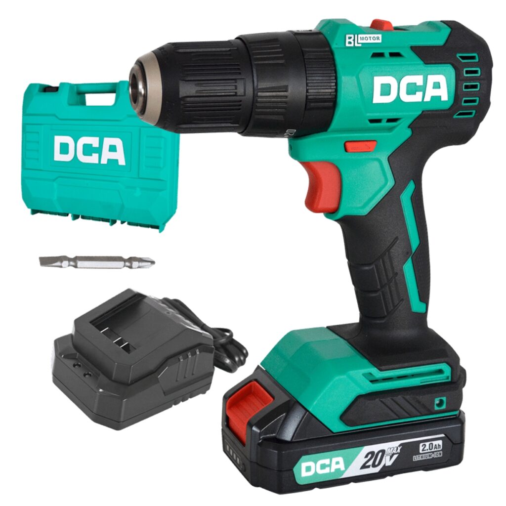 TALADRO PERCUTOR 50NM BRUSHLESS 20V13MM 22+ B. 2.0AH MALETIN DCA  – ADJZ2050iDM