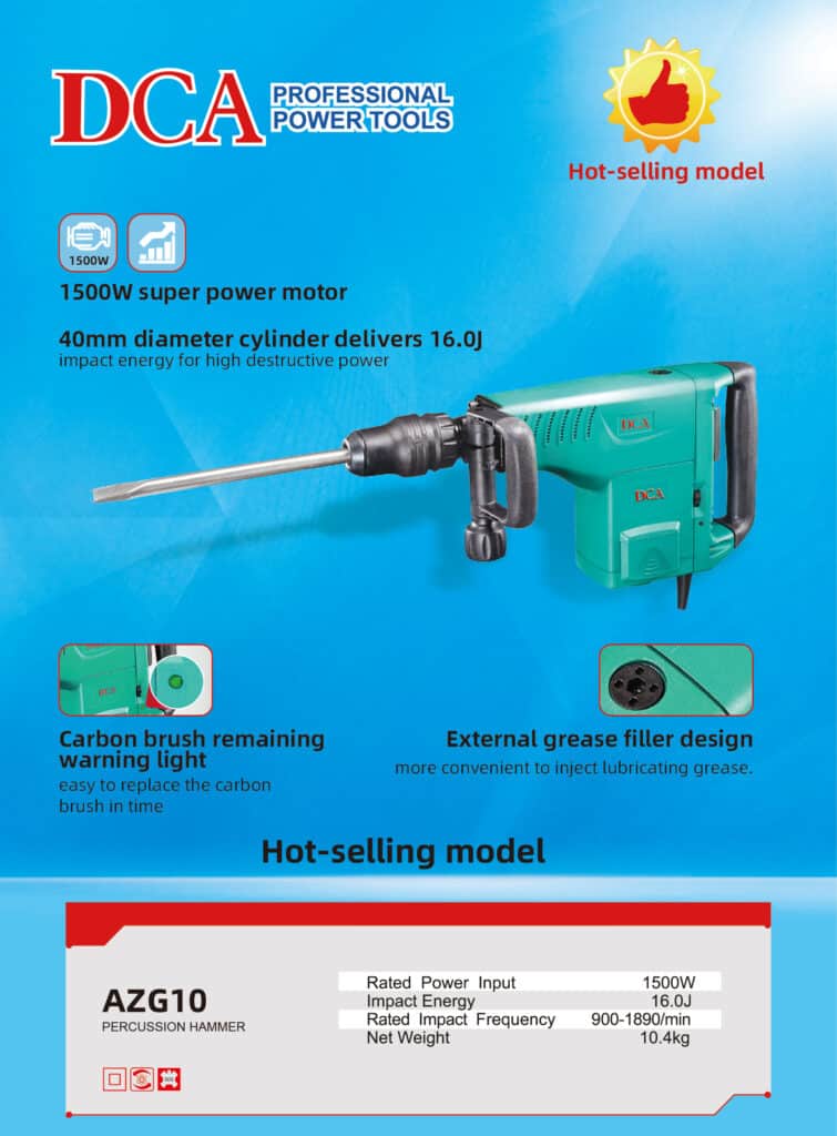 DEMOLEDOR 1500W 10.4KG 16.0J SDS-MAX FI:900-1890/MIN – AZG10