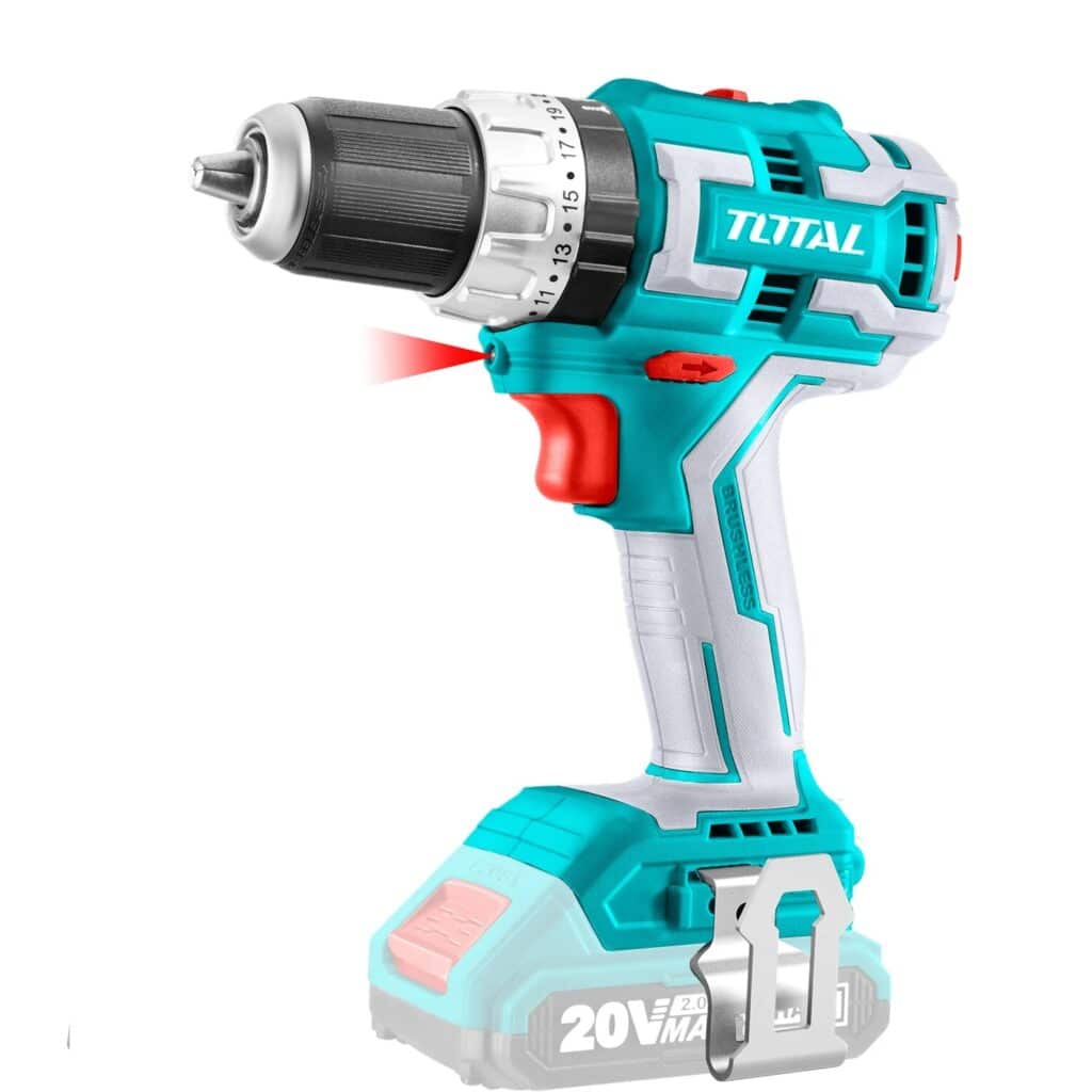 TALADRO PERCUTOR 70NM BRUSHLESS LI-ION 20V 13MM 2X2.0AH 22500BPM  MALETA PLA TOTAL- TIDLI20605