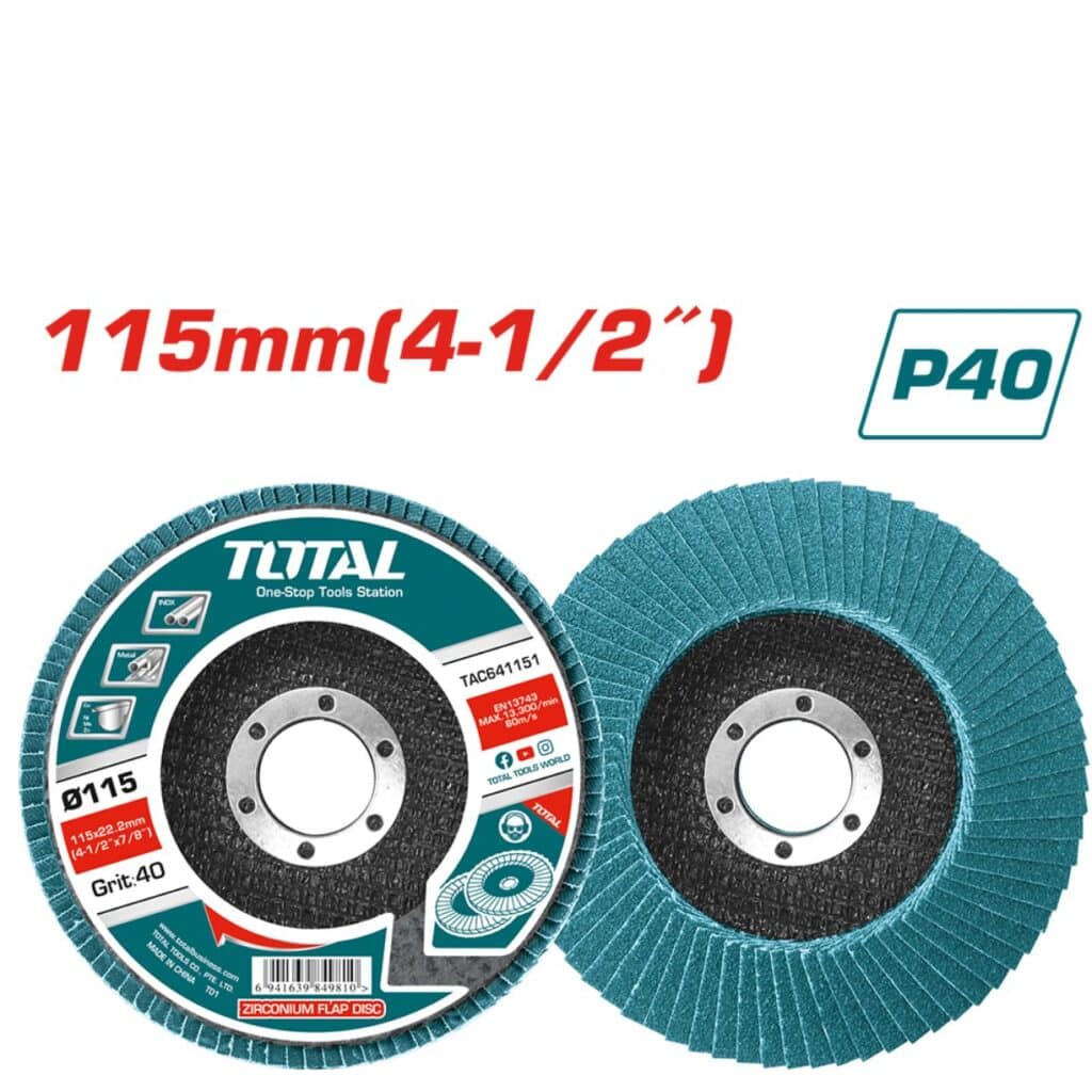 DISCO FLAP ZIRCONIO 4.5″ 115X22MM P40 –  TAC641151