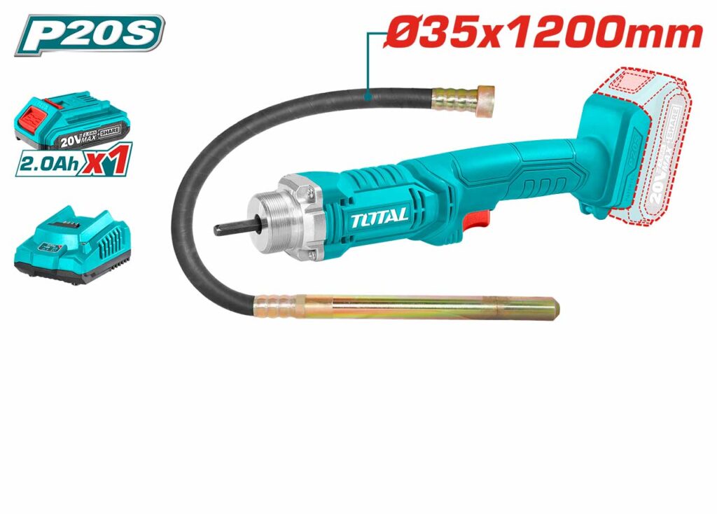 VIBRADOR CONCRETO LI-ION 20V 1,145.00 POKER 35X1200MM 2300RPM 1X2.0AH – TCVLI2023011