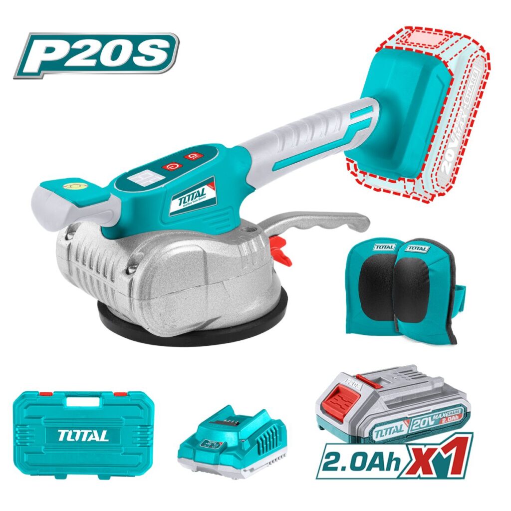 VIBRADOR DE BALDOSAS LI-ION INALÁMBRICA  20V 0-10000RPM ABS:50KG D:125MM VELOCIDAD VARIABLE – TTVLI20101