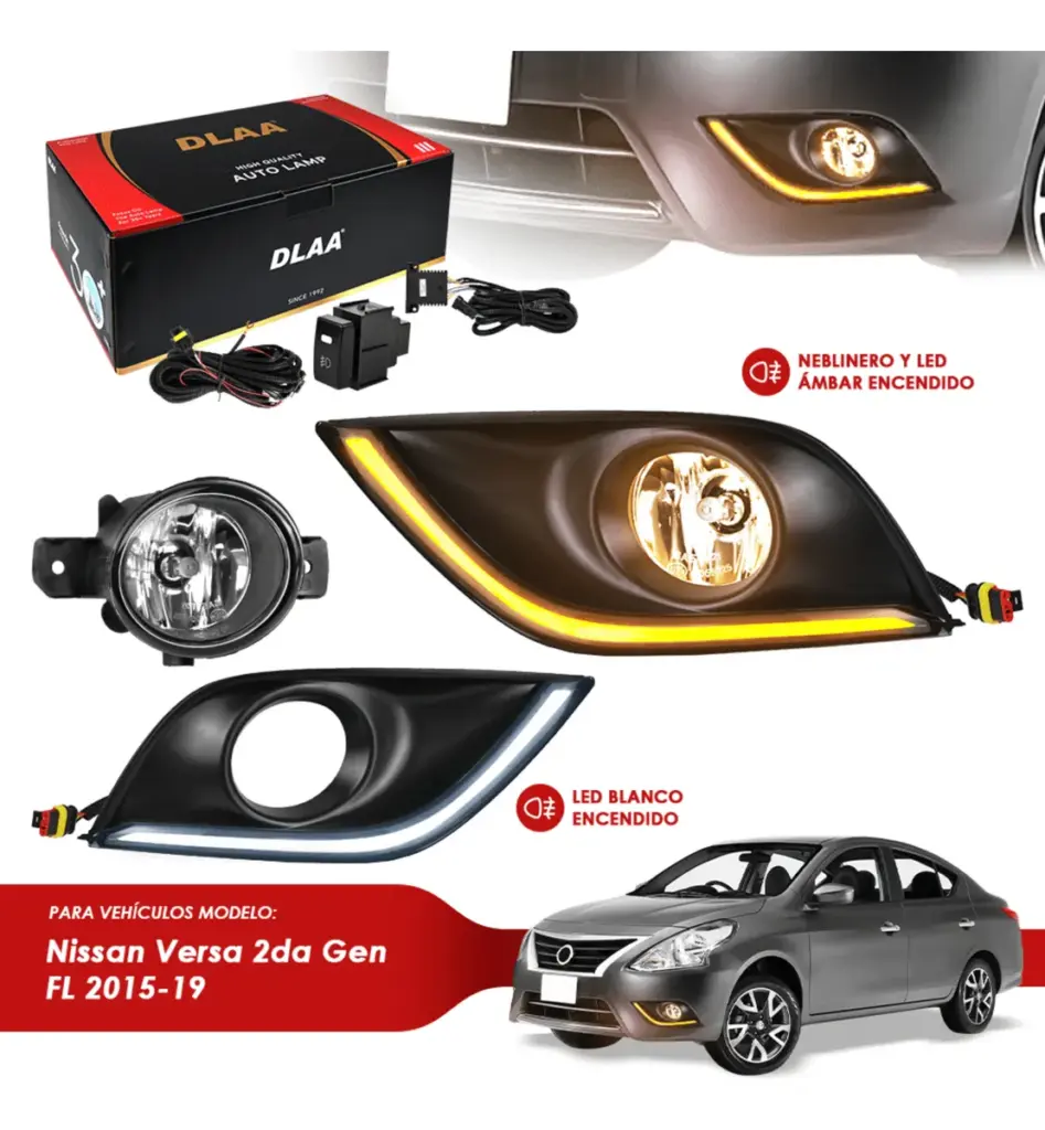 SET DE NEBLINEROS LED PARA NISSAN +DRL/DIR VERSA 2DA GEN FL 2015 AL 2019 – NS851L-1