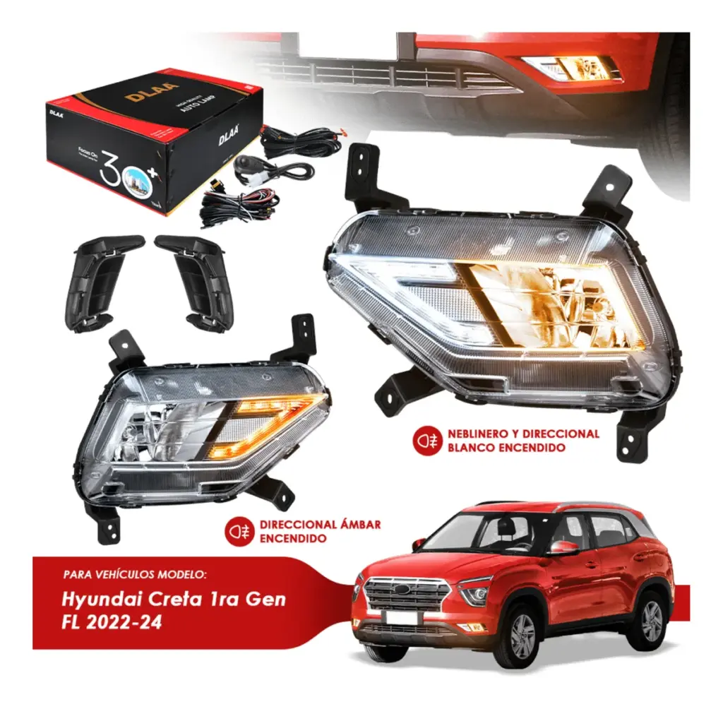 SET DE NEBLINEROS LED PARA HYUNDAI CRETA 1RA GEN FL 2022-2024