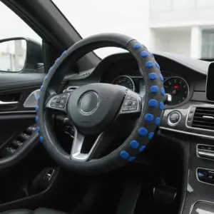 CUBRE VOLANTE PU 38CM 600G NEGRO+AZUL - SF-25113-BL