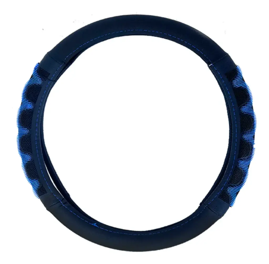 CUBRE VOLANTE PU 38CM 600G NEGRO+AZUL – SF-25114 BL