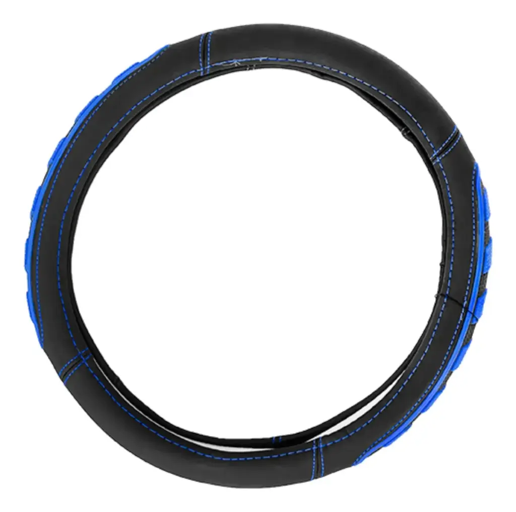 CUBRE VOLANTE PU 38CM 600G NEGRO+AZUL – SF-25116 BL