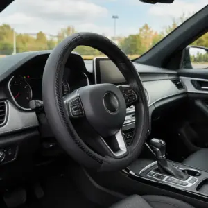 CUBRE VOLANTE CUERO GEN BK/CARBON BK 3D VENTILADO - SFT-N1801BK