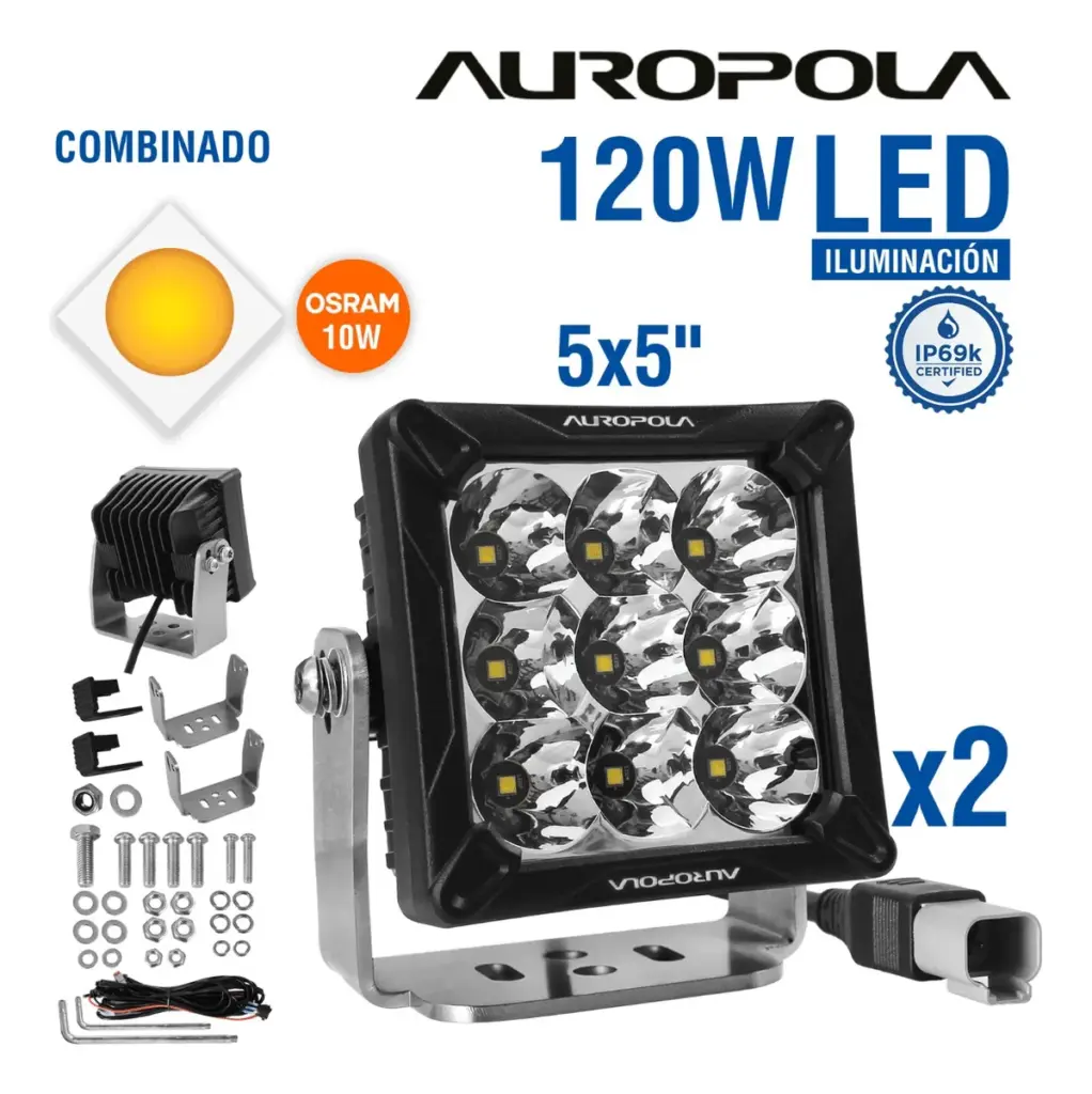LUZ DE TRABAJO COMBINADO 5X5 PULG 120W OSRAM 10W – W4-C26T3