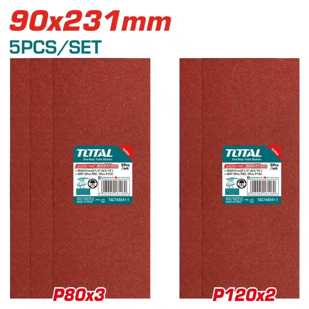 SET DE LIJAS 90X231MM 3XP80 2XP120 5PCS/SET – TAC749241-1