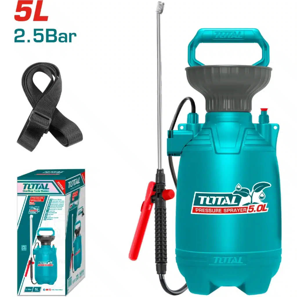 ROCIADOR SPRAY DE PRESIÓN 5LITROS. 2.5BAR. LANZA INOXIDABLE Y BOQUILLA DE PLÁSTICO. – THSPP30502
