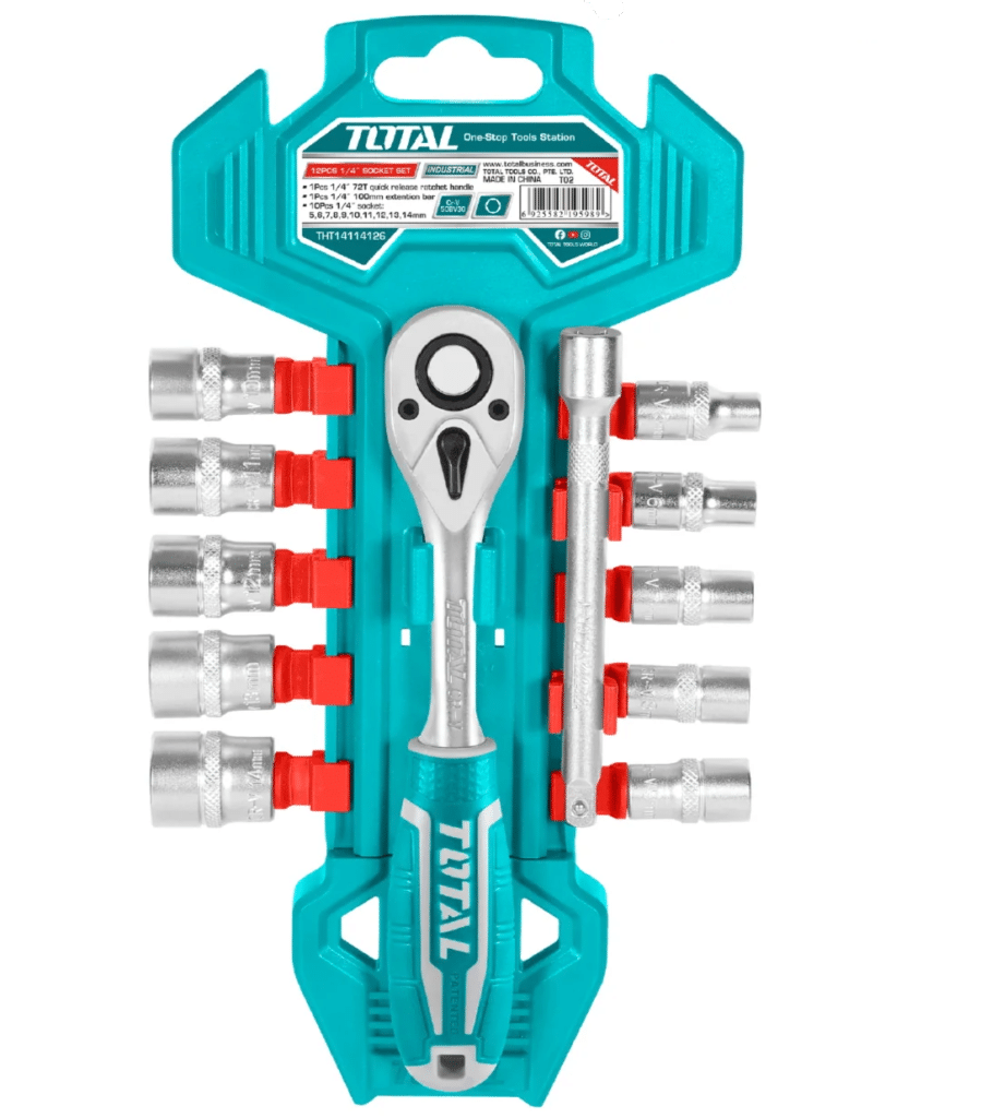 SET DE RATCHET Y DADOS 12 PIEZAS 1/4″ INDUSTRIAL – THT14114126