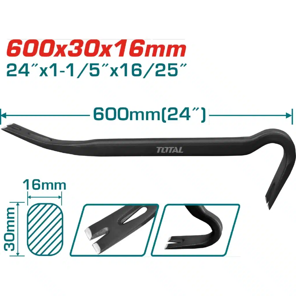 PATA DE CABRA DE 24″(600MM)X1-3/16″(30MM)X5/8″(16.0MM) VÁSTAGO OVAL CON MUESCA (30°, 68°)