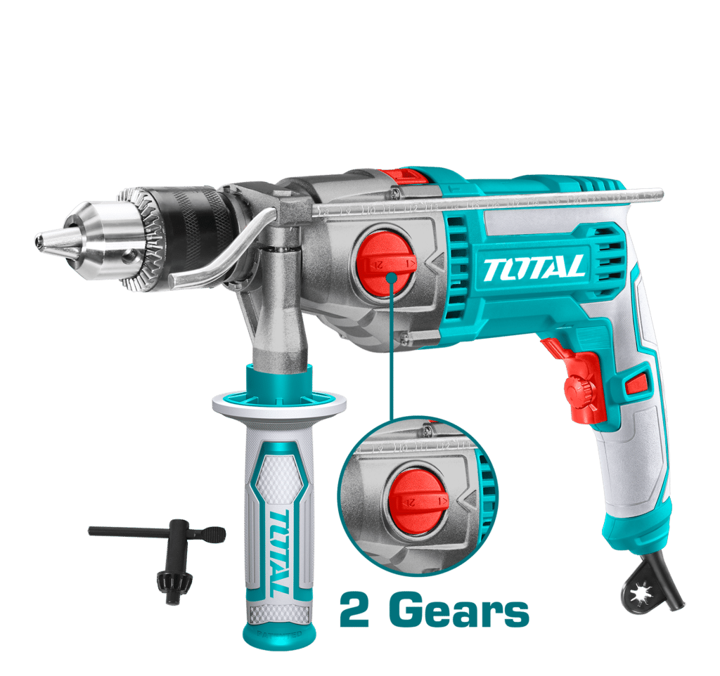 TALADRO PERCUTOR 1100W 16MM 0-3000RPM VEL VARIABLE 2 GEAR INDUSTRIAL TOTAL – TG211166