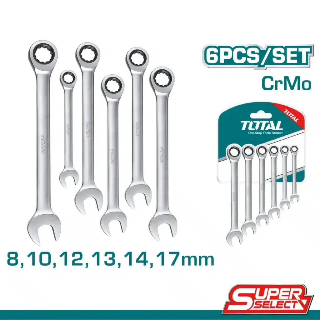 SET DE LALVES COMBINADA RATCHET 8-17MM CR-MO ALTA CALIDAD 6PCS/SET IN – THT102RK566