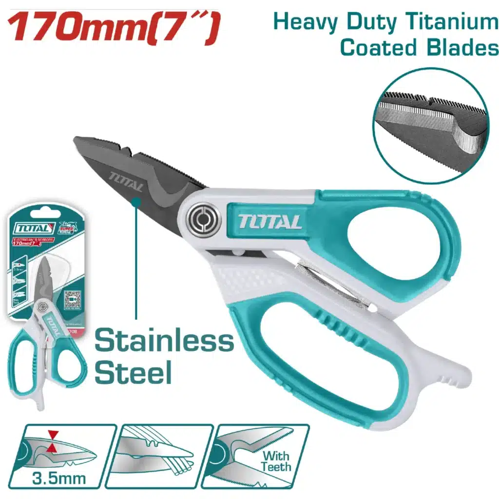 TIJERA ELECTRICISTA 170MM 7″ HD TITANIO + ACERO INOX INDUSTRIAL