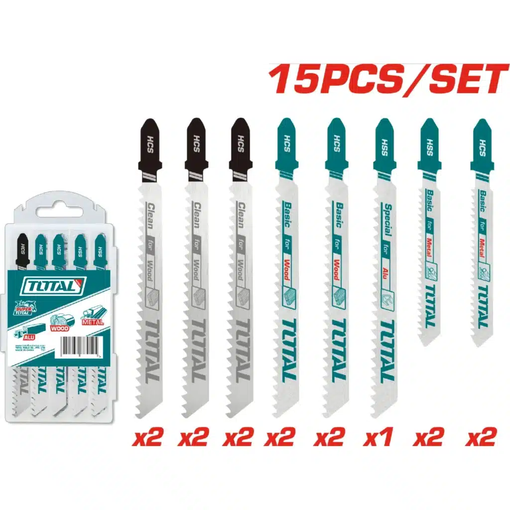 CUCHILLAS PARA CALADORA 15 PIEZAS PARA MADERA, METAL Y ALUMINIO – TAC1501