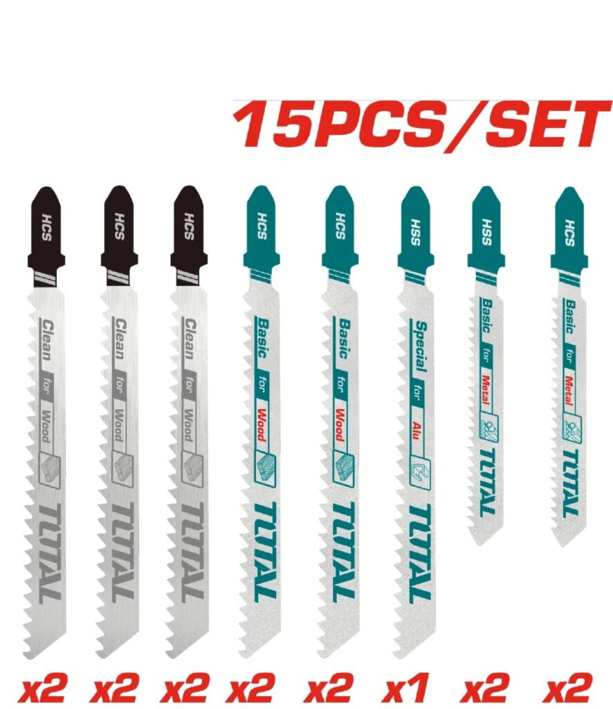 CUCHILLAS PARA CALADORA 15 PIEZAS PARA MADERA, METAL Y ALUMINIO – TAC1501