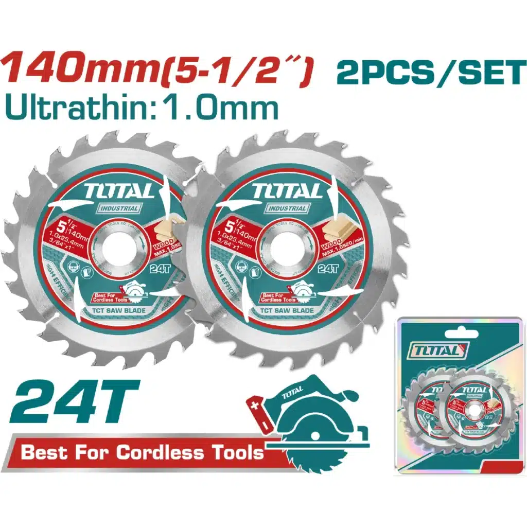 DISCO DE SIERRA  ULTRA DELGADO 5.1/2″ 140MM  2PCS/SET INDUSTRIAL MADERA- TAC2331403