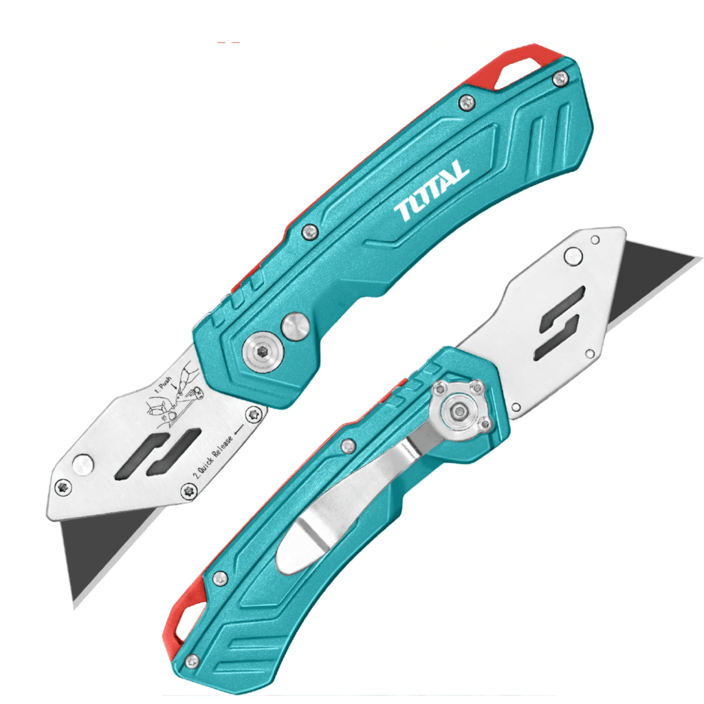 CUCHILLA CUTTER PLEGABLE ACERO INOX 180MM 165G. HOJA 61X19MM – THT5136288