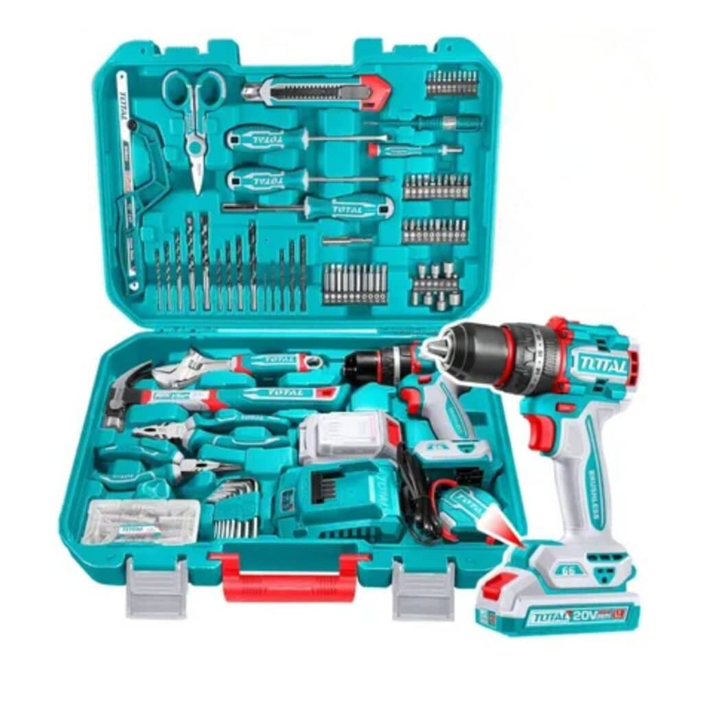 COMBO TALADRO PERCUTOR 20V + HERRAMIENTAS (165PIEZAS)  MALETIN INDUSTRIAL – THKTHP11652