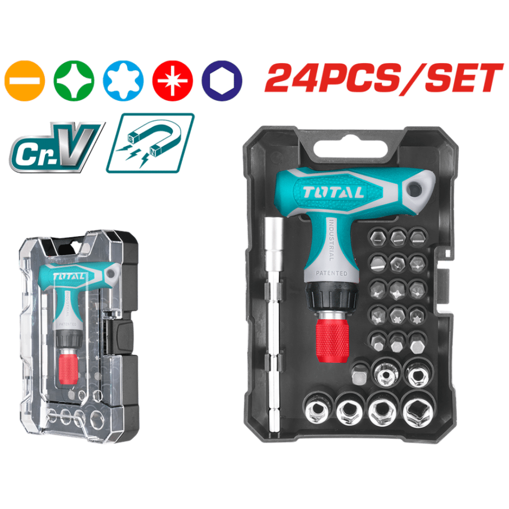 SET ATORNILLADORES Y PUNTAS X24PCS ESTUCHE – TACSD30186