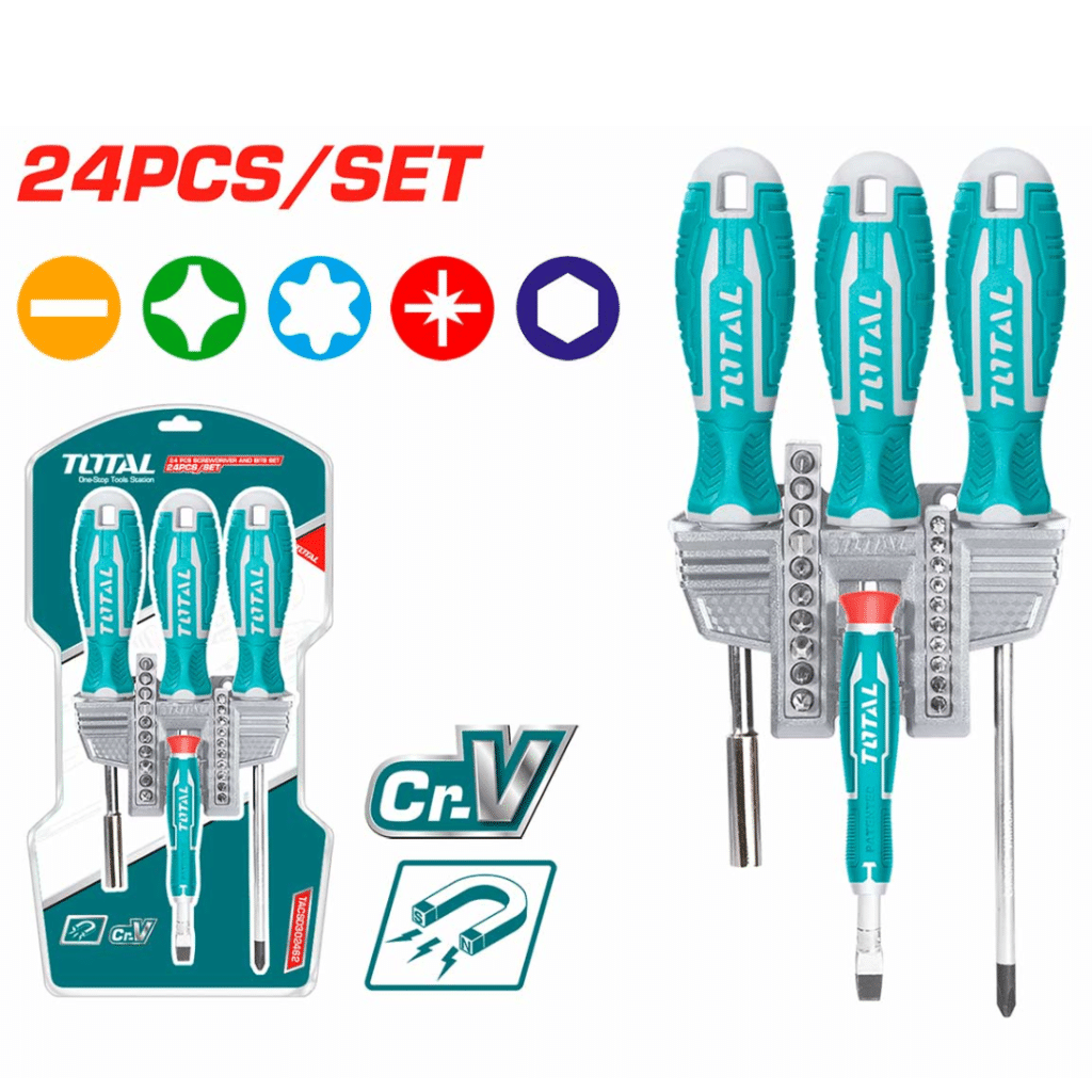 DESTORNILLADORES Y PUNTAS TOTAL TACSD302462 JUEGO DE 24 PIEZAS