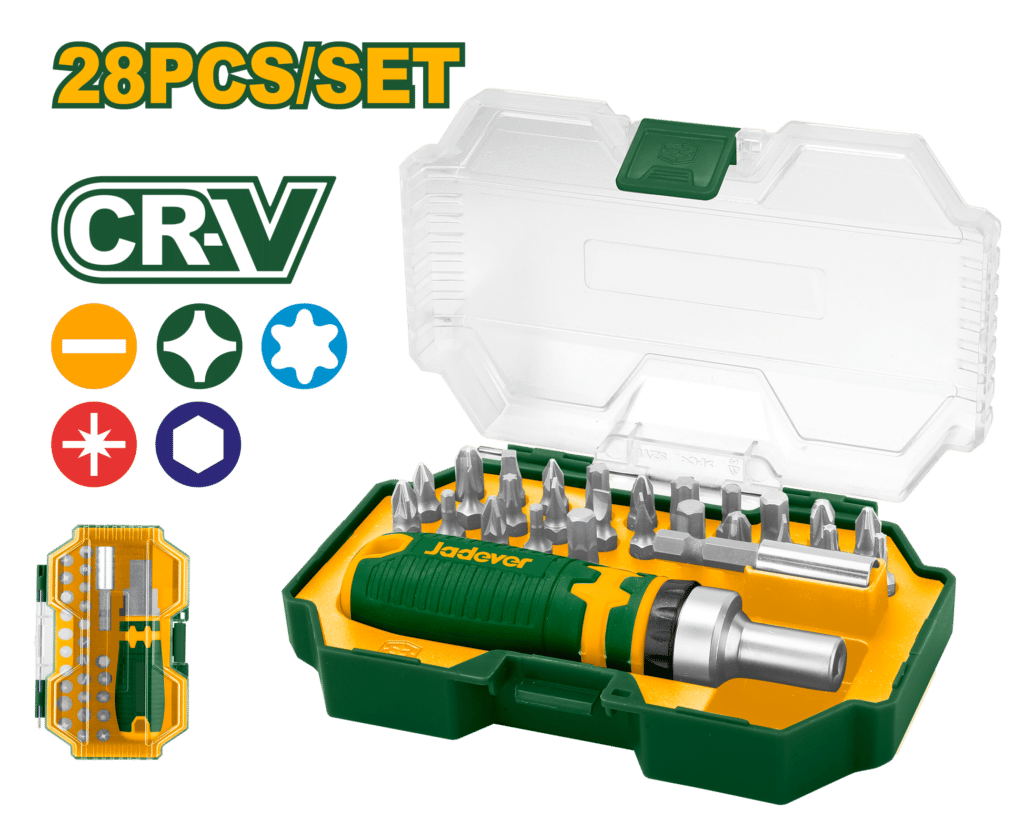 SET DE DESTORNILLADORES INTERCAMBIABLES CRV 28PCS – JDSS8B28