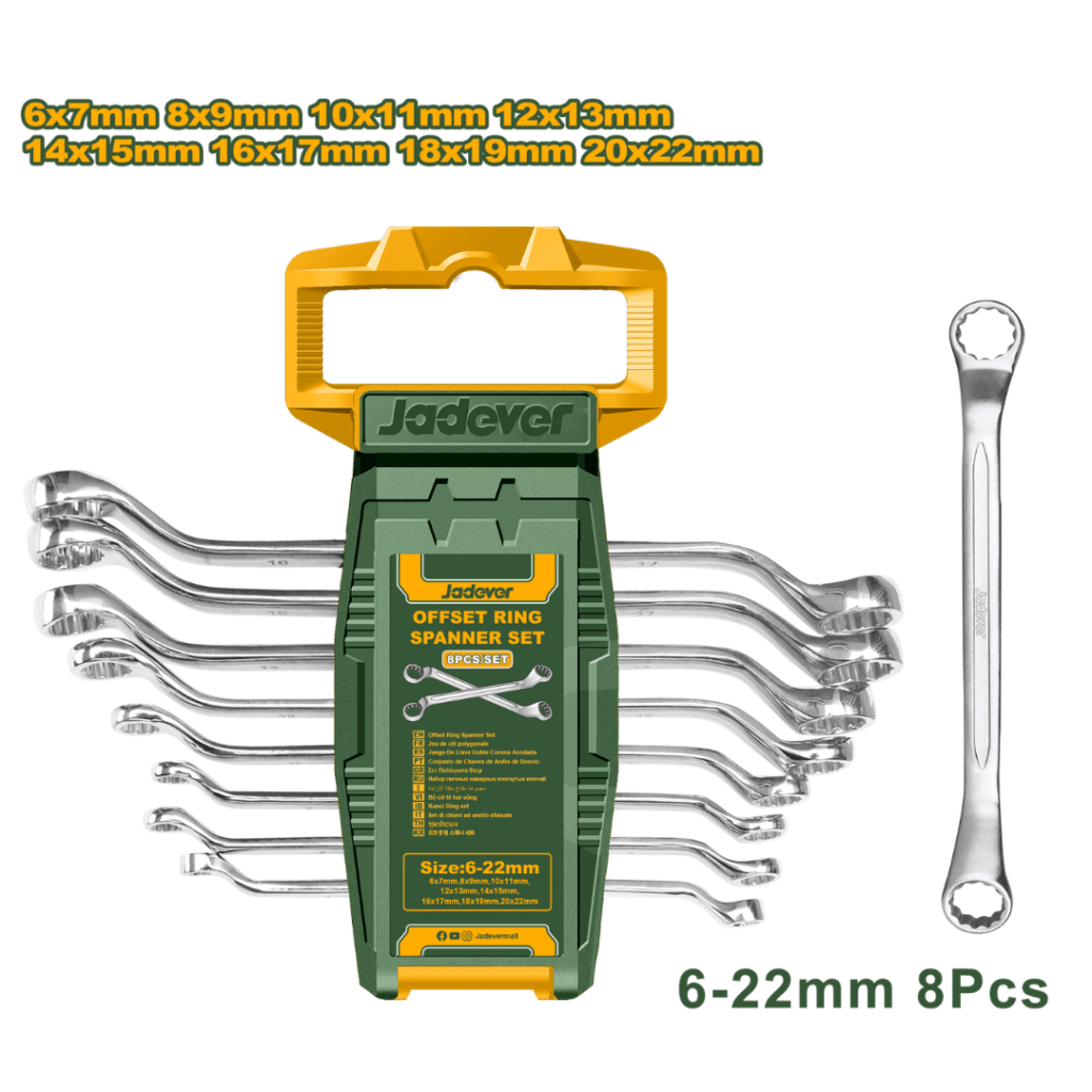 SET DE LLAVES CORONA ACODADA 6-22 8PCS – JDFR3208