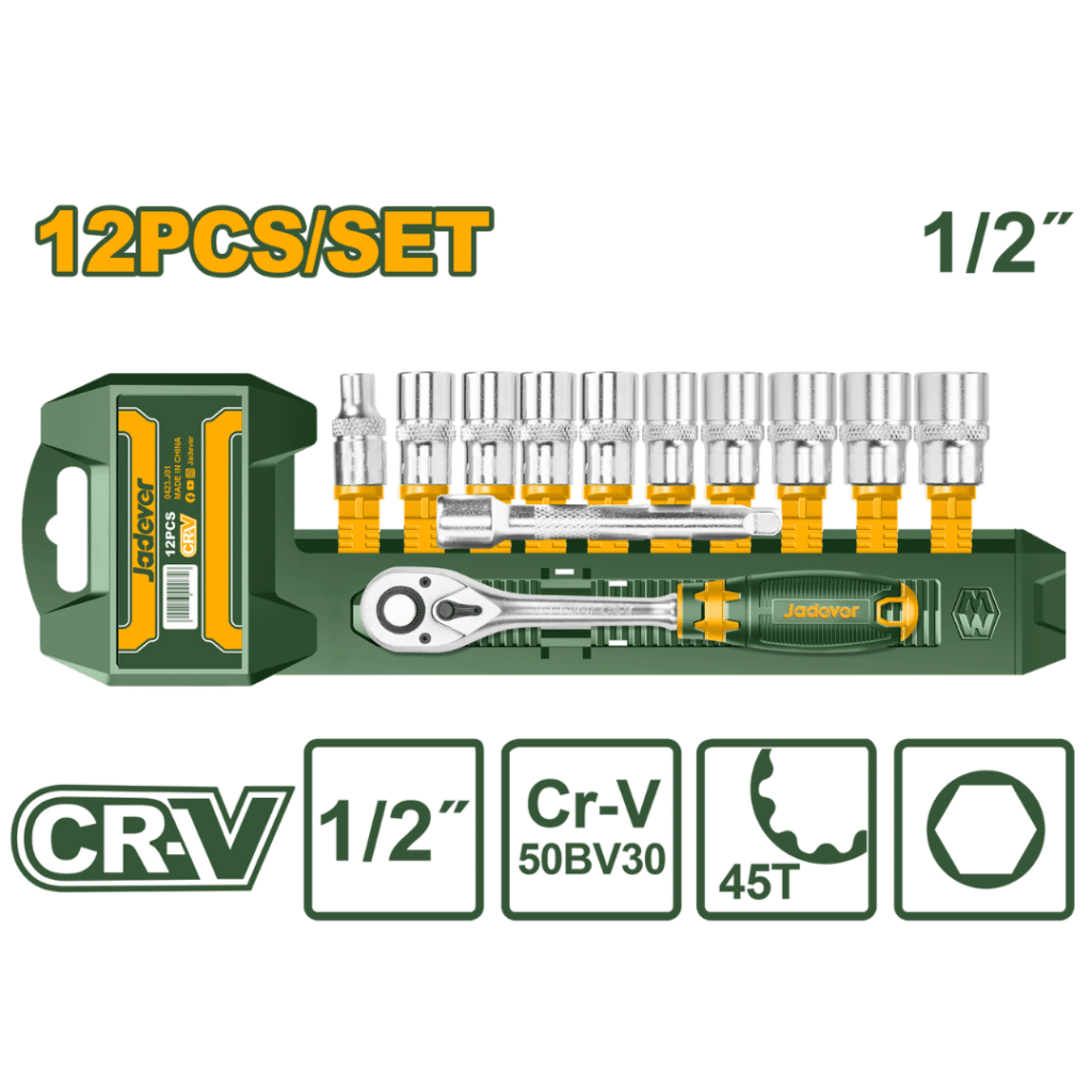 SET DE RACHET 1/2″ 12PIEZAS – JDST2212
