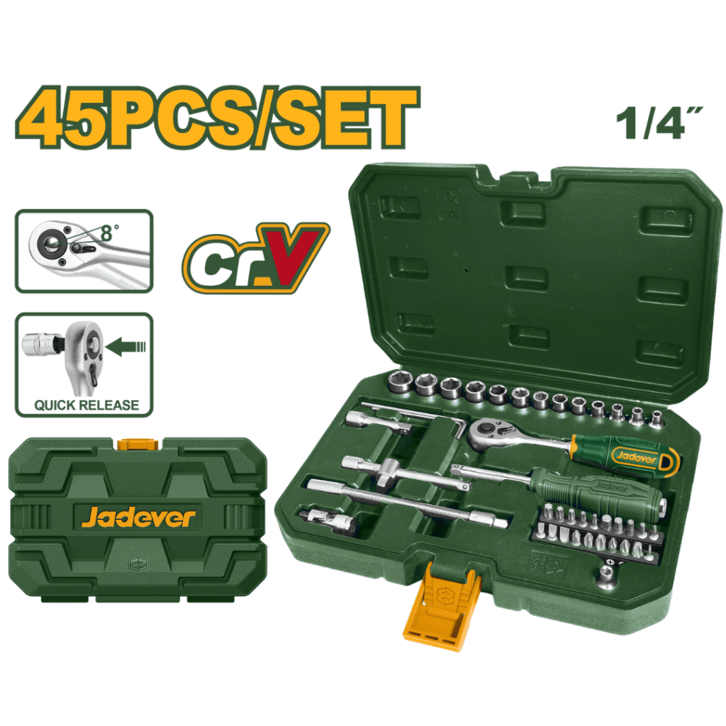SET DE RACHET 1/4″  45PIEZAS – JDST4D45