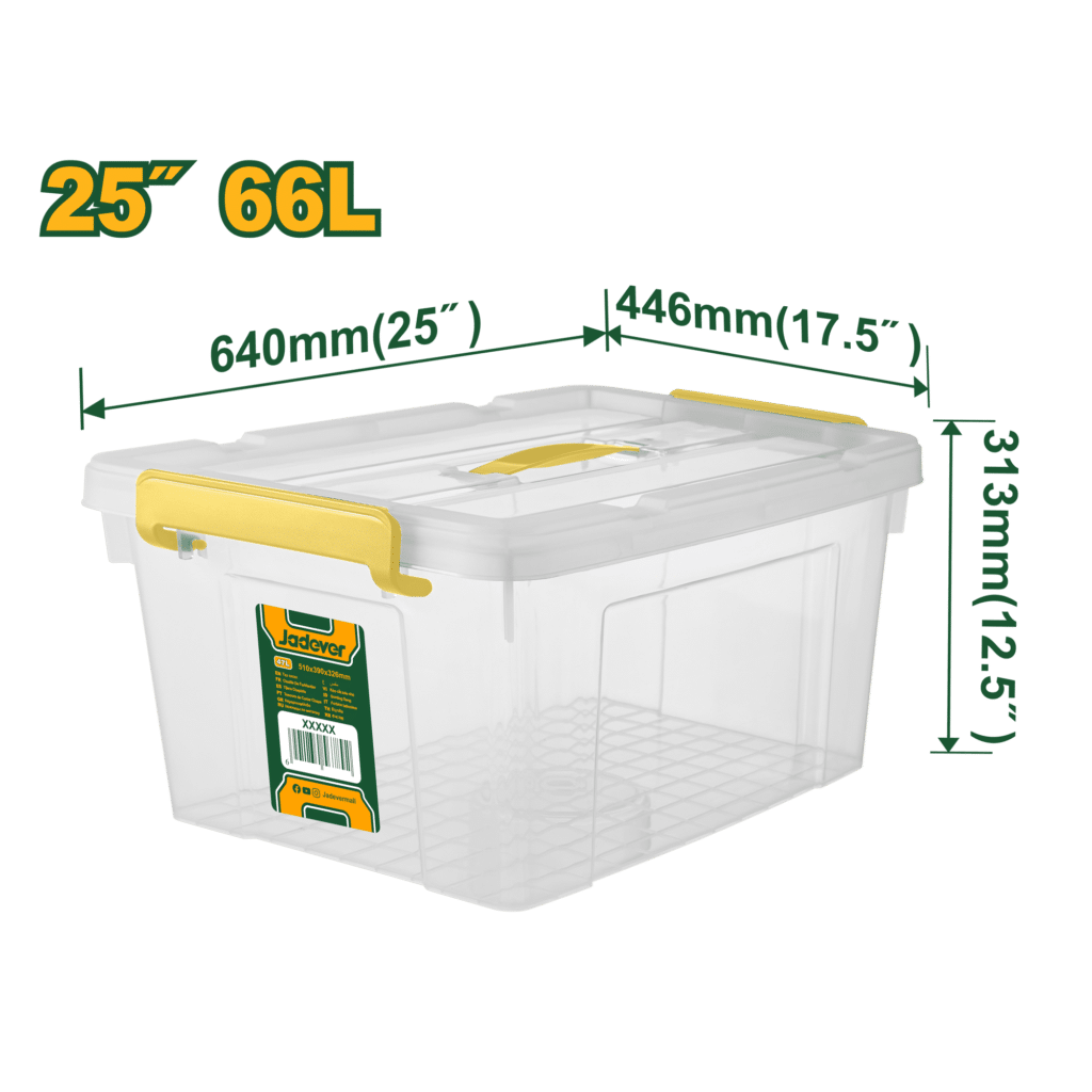 CAJA DE ALMACENAMIENTO TRANSPARENTE 25″ 66L – JDTB2370