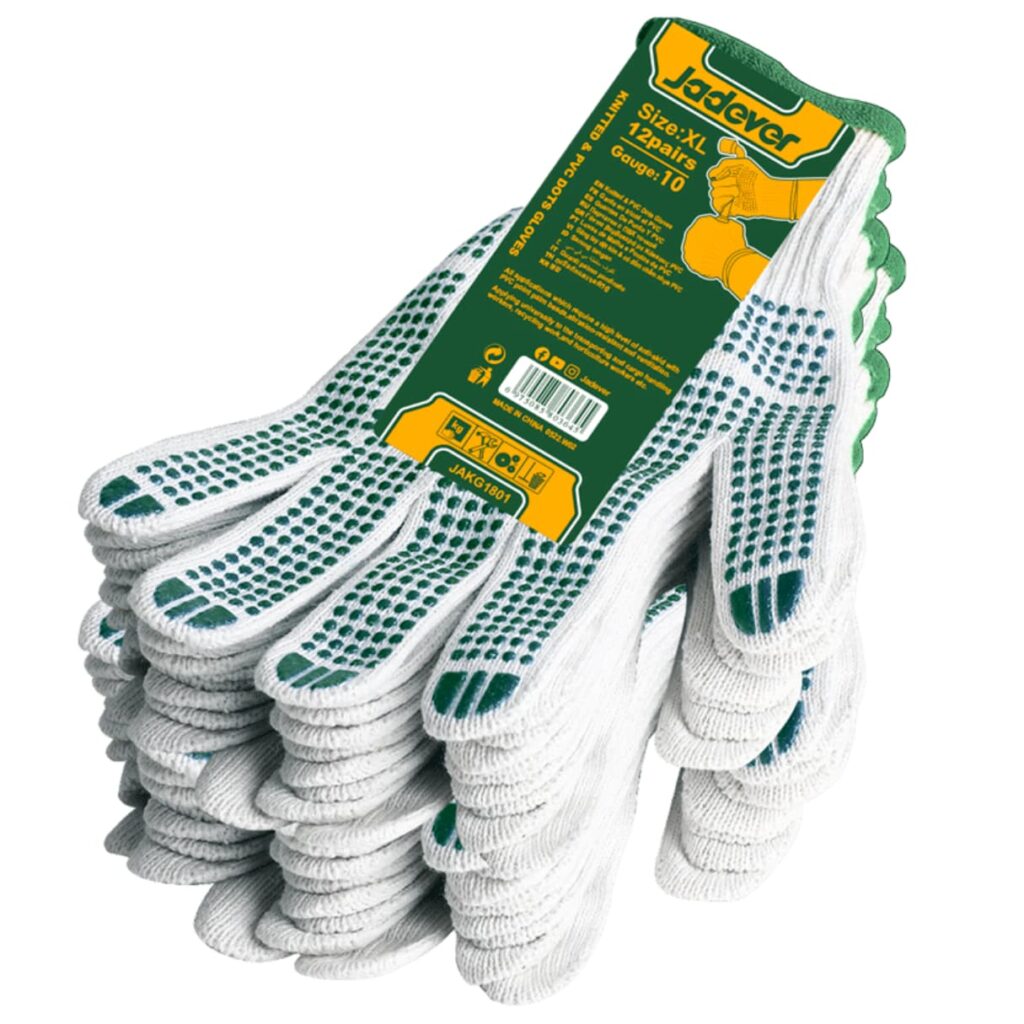 10 PARES DE GUANTES DE TRABAJO PVC CON PUNTOS XL – JDKG1801