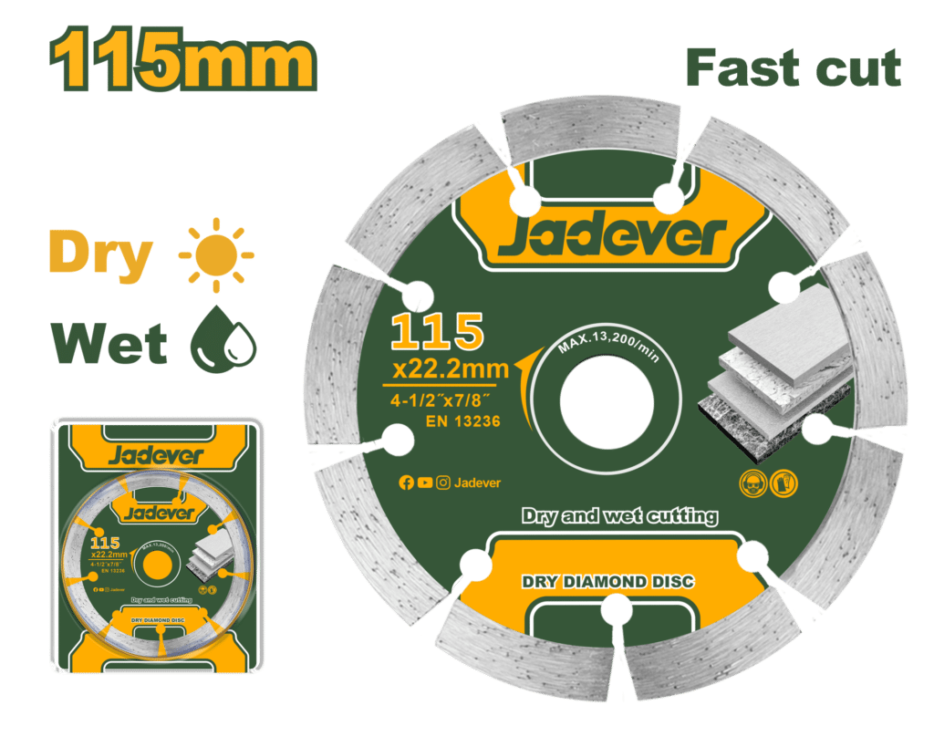 DISCO DE DIAMANTADO SECO 4.5″ 115X22.2MM ANCHO: 7.5MM – JDDC1K02